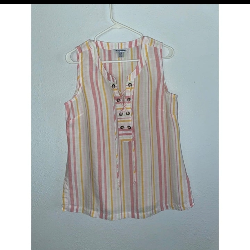 Tommy Bahama pink linen top